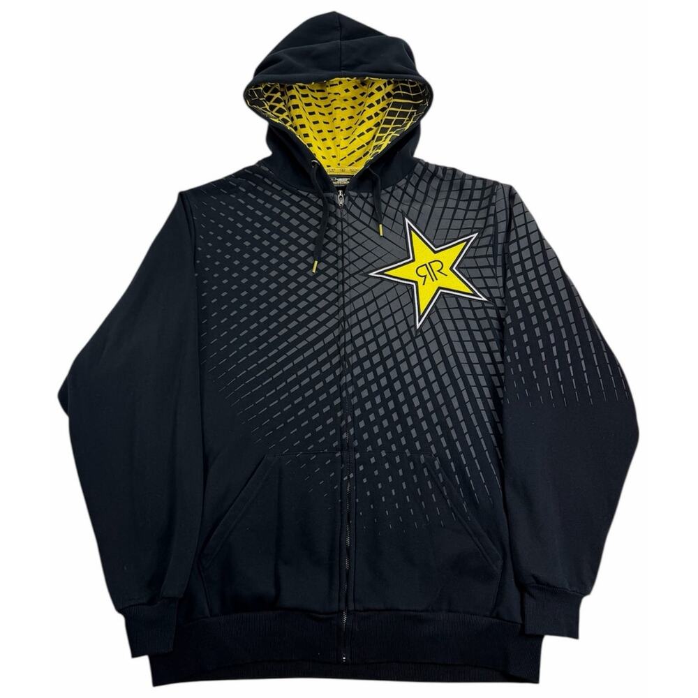 Vintage y2k Rockstar Energy Drink Full Zip Racing Hoodie Men's Large Sweatshirt
